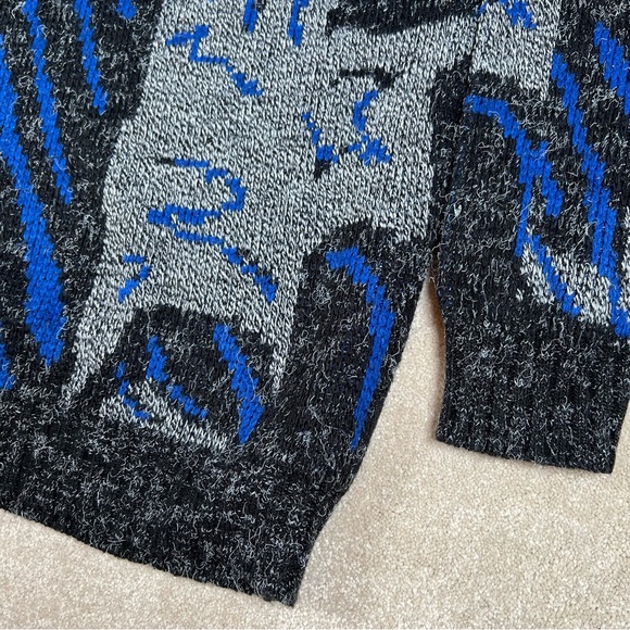 Vintage Sweater Men's 80/90s Crew Neck Made in USA Geometric Patterned Medium - Picture 2 of 10